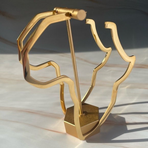 18k Gold Plated Africa Earrings - Picture 2 of 6